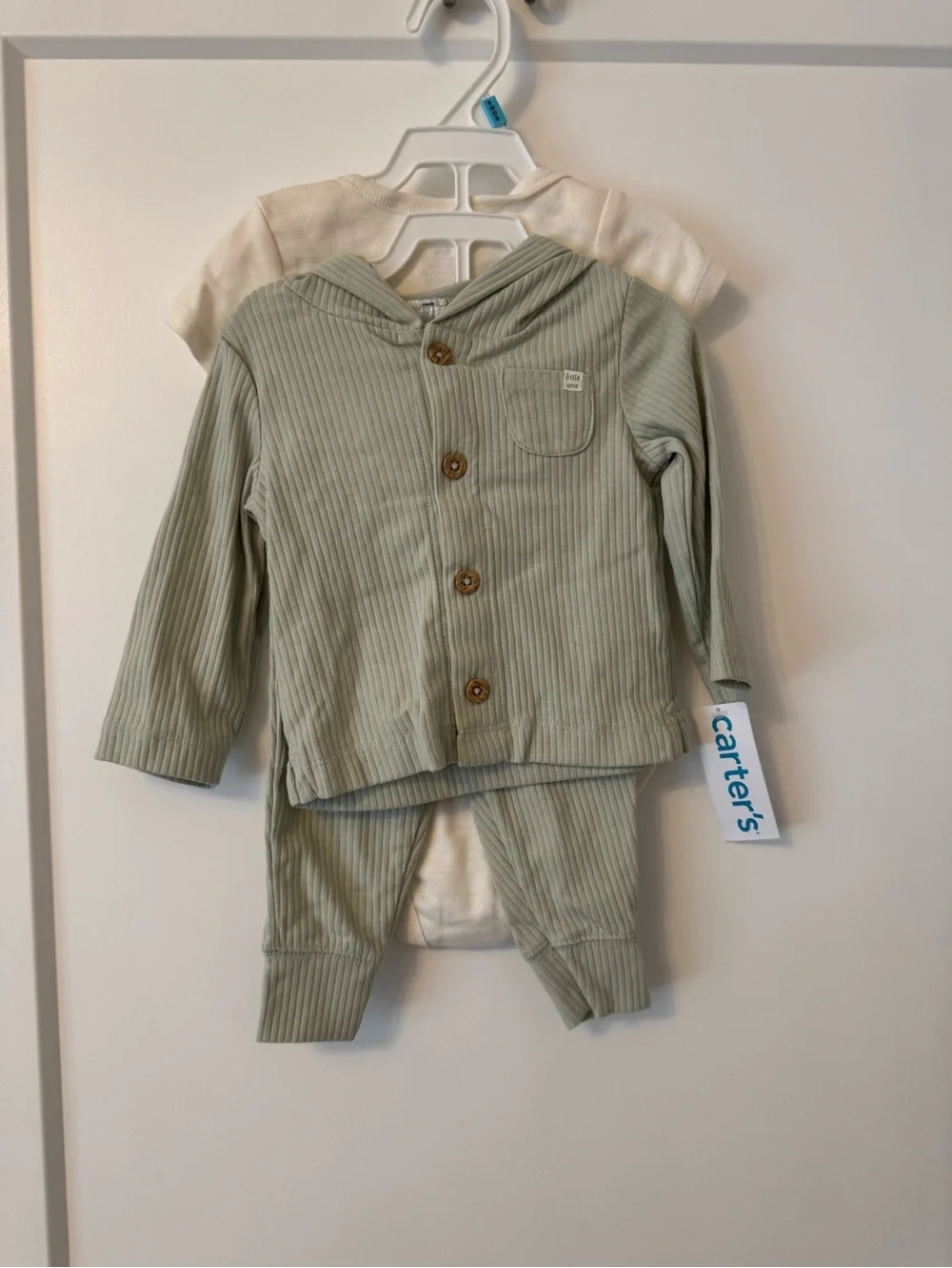Carter's Cream Safari Graphic One-Piece Bodysuit with Sage Layer
